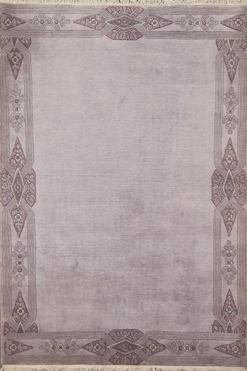 Bordered Nepal Tibetan Wool Area Rug 6x8