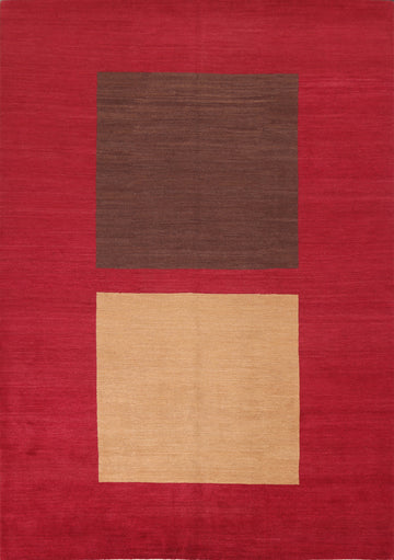 Modern Red Nepalese Wool Area Rug 8x10
