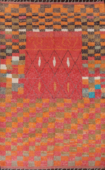 Checkered Moroccan Wool Area Rug 8x11