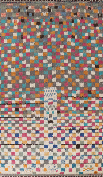 Checkered Moroccan Wool Area Rug 9x13