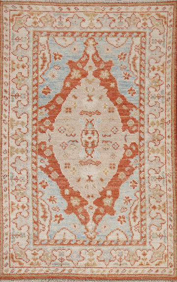 Vegetable Dye Wool Oushak Turkish Rug 3x5