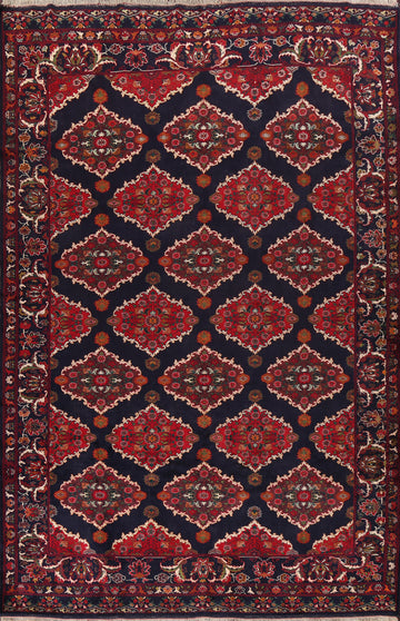 Navy Blue Wool Hamedan Persian Area Rug 10x13