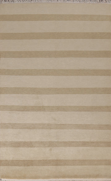 Vegetable Dye Striped Nepalese Wool Area Rug 6x9