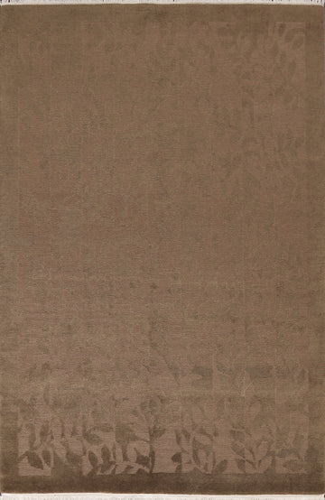 Vegetable Dye Brown Nepalese Wool Area Rug 6x9