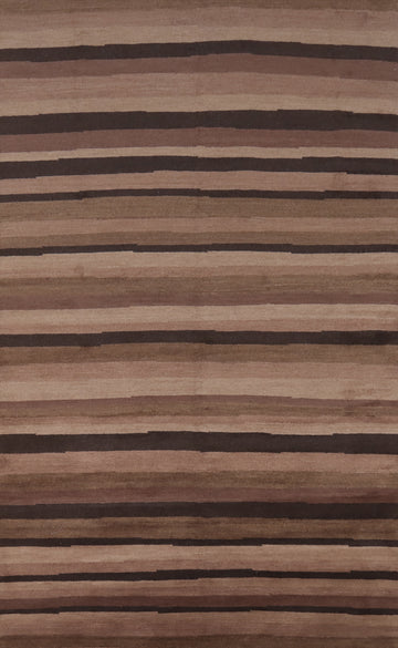 Vegetable Dye Brown Nepalese Wool Area Rug 5x8