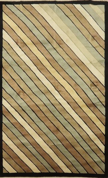 Contemporary Nepalese Vegetable Dye Area Rug 5x8