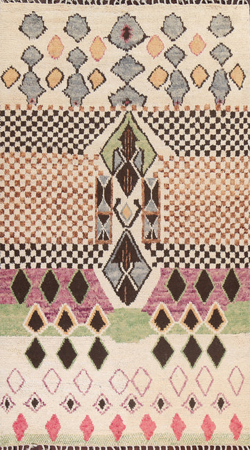 Handmade Wool Moroccan Oriental Area Rug 7x11
