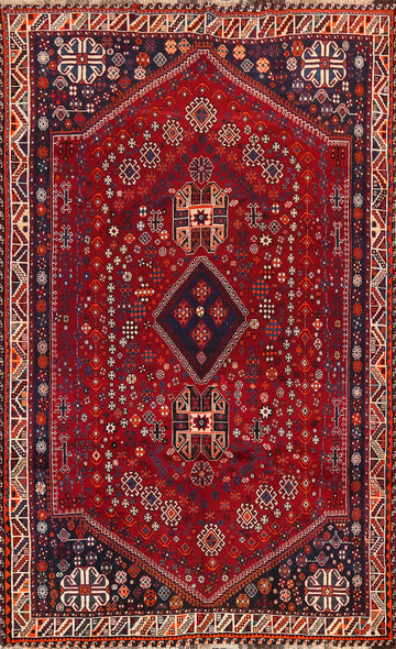 Vintage Wool Shiraz Persian Area Rug 7x10