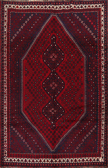 Vintage Handmade Shiraz Persian Area Rug 7x9