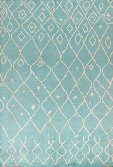 Vegetable Dye Turquoise Moroccan Oriental Rug 8x10