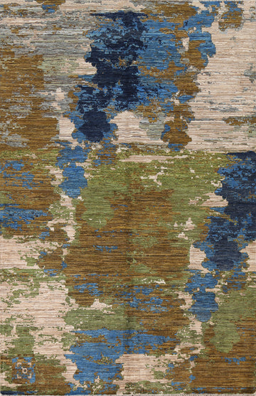 Vegetable Dye Handmade Abstract Oriental Rug 7x10