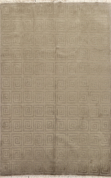 Geometric Wool Peking Oriental Area Rug 6x9