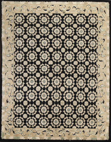 Vegetable Dye Black Nepalese Oriental Rug 8x10