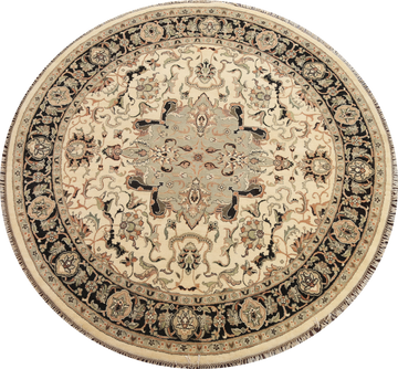 Round Handmade Agra Oriental Area Rug 8x8