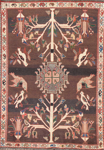 Vintage Wool Qashqai Persian Area Rug 4x5
