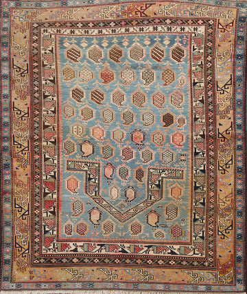 Pre-1900 Antique Vegetable Dye Shirvan Oriental Rug 5x6
