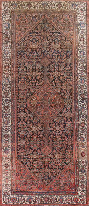 Pre-1900 Antique Vegetable Dye Malayer Persian Rug 7x16