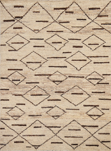 Geometric Wool Moroccan Handmade Oriental Rug 5x6