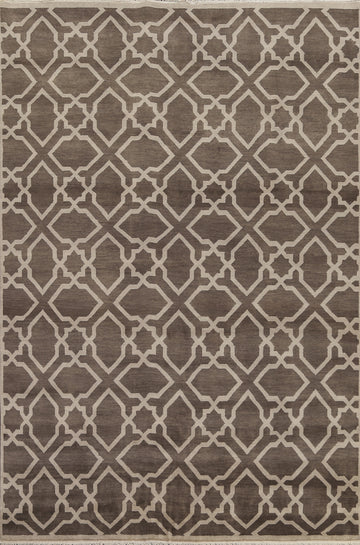 Brown Geometric Modern Oriental Area Rug 8x10
