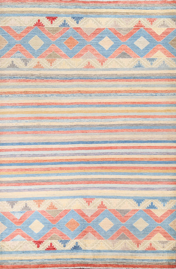 Striped Geometric Gabbeh Kashkoli Oriental Area Rug 6x9