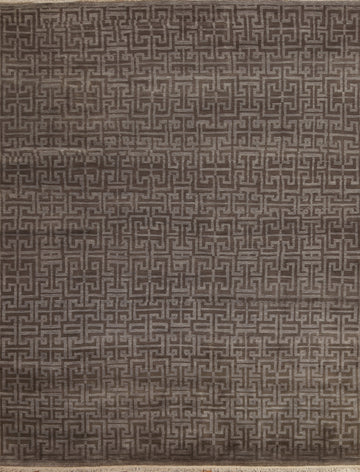 Hand-Knotted Wool Modern Oriental Area Rug 8x10