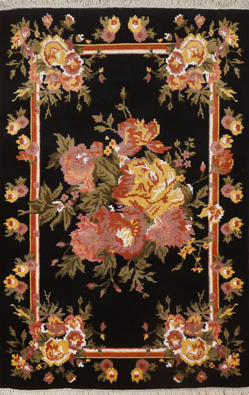 Vegetable Dye Aubusson Oriental Area Rug 4x6