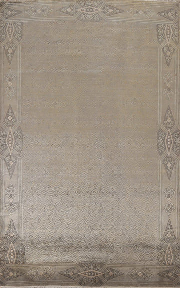 Geometric Nepalese Handmade Wool Rug 7x10