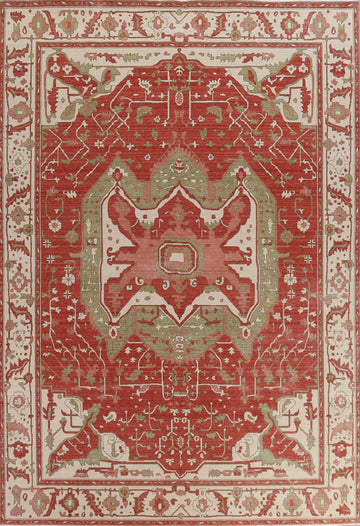 Hand-Knotted Heriz Serapi Wool Turkish Rug 9x12