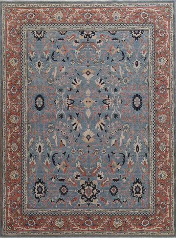 Hand-Knotted Wool Ziegler Turkish Area Rug 8x10