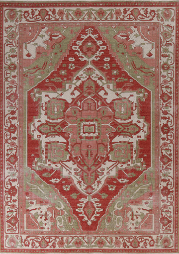 Hand-Knotted Heriz Serapi Turkish Area Rug 8x10