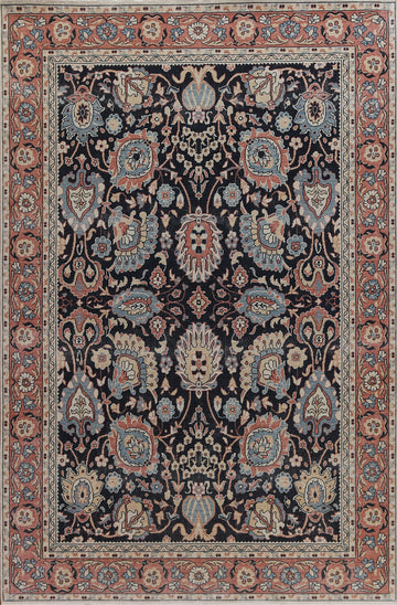 Navy Blue Floral Ziegler Turkish Area Rug 7x10