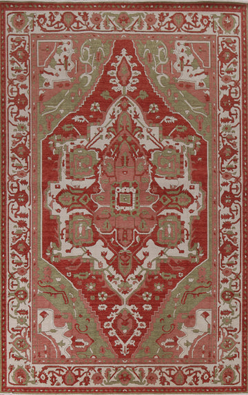 Hand-Knotted Wool Heriz Serapi Turkish Area Rug 7x10
