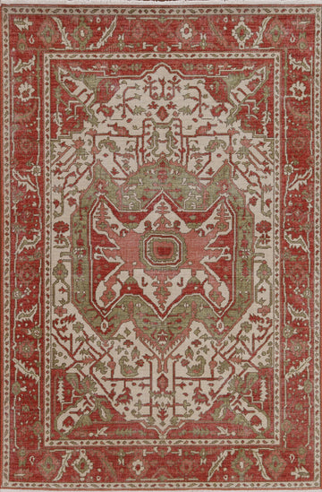 Hand-Knotted Heriz Serapi Turkish Area Rug 4x6