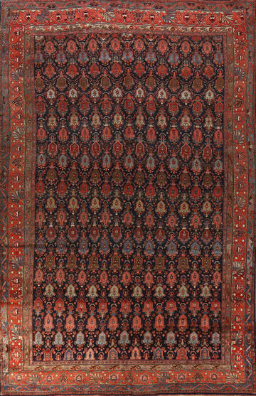 Pre-1900 Antique Vegetable Dye Bidjar Halvaei Persian Rug 12x19
