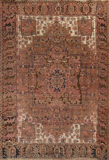 Vegetable Dye Geometric Heriz Persian Area Rug 10x13
