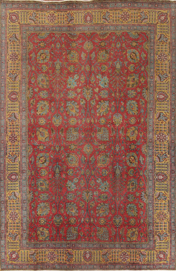 All-Over Floral Wool Tabriz Persian Area Rug 10x13