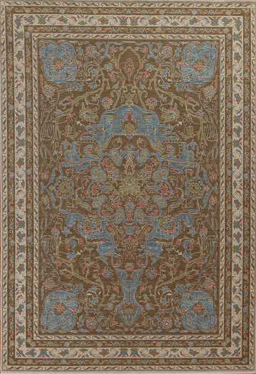 Floral Wool Handmade Oushak Turkish Rug 7x10