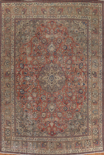 Hand-Knotted Wool Mashad Persian Rug 10x13