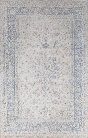 Distressed Wool Kerman Vintage Persian Rug 7x10
