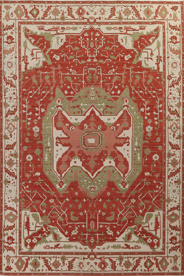 Hand-Knotted Heriz Serapi Turkish Wool Rug 9x12