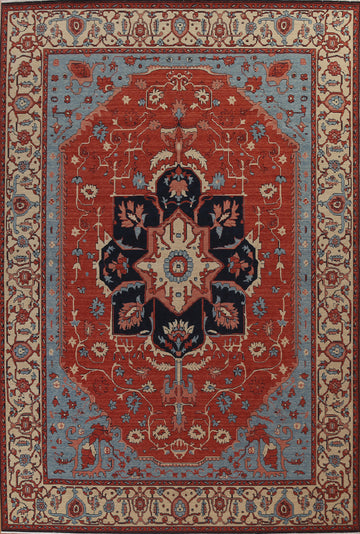 Geometric Handmade Heriz Serapi Oriental Area Rug 10x13