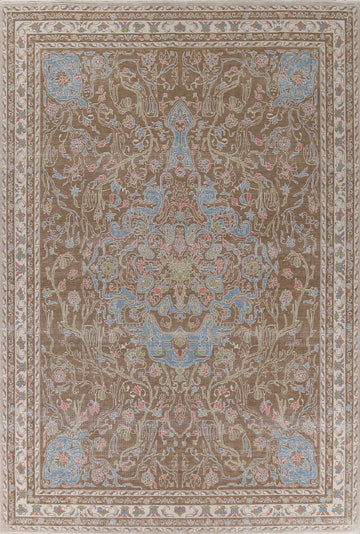 Brown Wool Oushak Turkish Area Rug 10x13