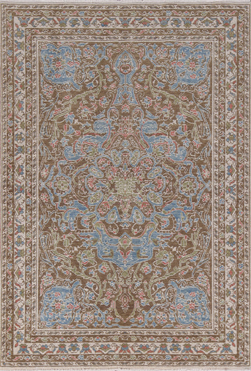 Floral Oushak Turkish Wool Rug 4x6