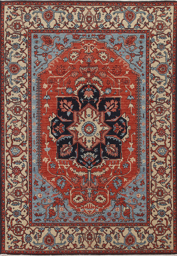 Geometric Heriz Serapi Turkish Area Rug 5x7