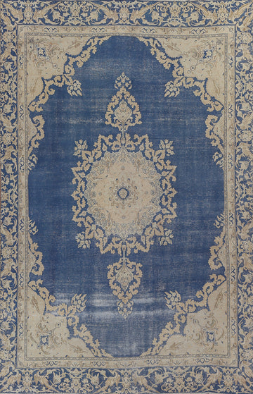 Vintage Geometric Kashan Persian Area Rug 8x11