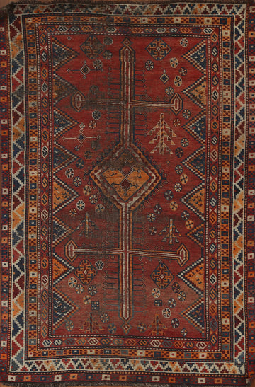 Antique Geometric Abadeh Persian Area Rug 4x7
