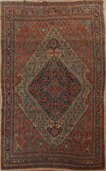 Pre-1900 Antique Vegetable Dye Bidjar Halvaei Persian Rug 8x11