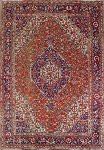 Vintage Geometric Tabriz Persian Area Rug 9x11