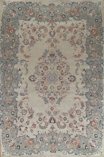 Floral Green Kashan Persian Area Rug 9x13