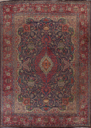 Navy Blue Floral Kashmar Persian Area Rug 10x13